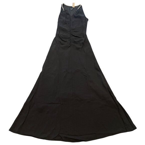 NWT J.Crew Collection Sz 2 Black Full-Length Embellished Ruched Dress CD510 - Picture 5 of 15